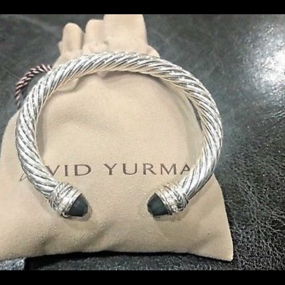 David Yurman 7mm Crossover Diamond Bracelet Onyx - Picture 4 of 5